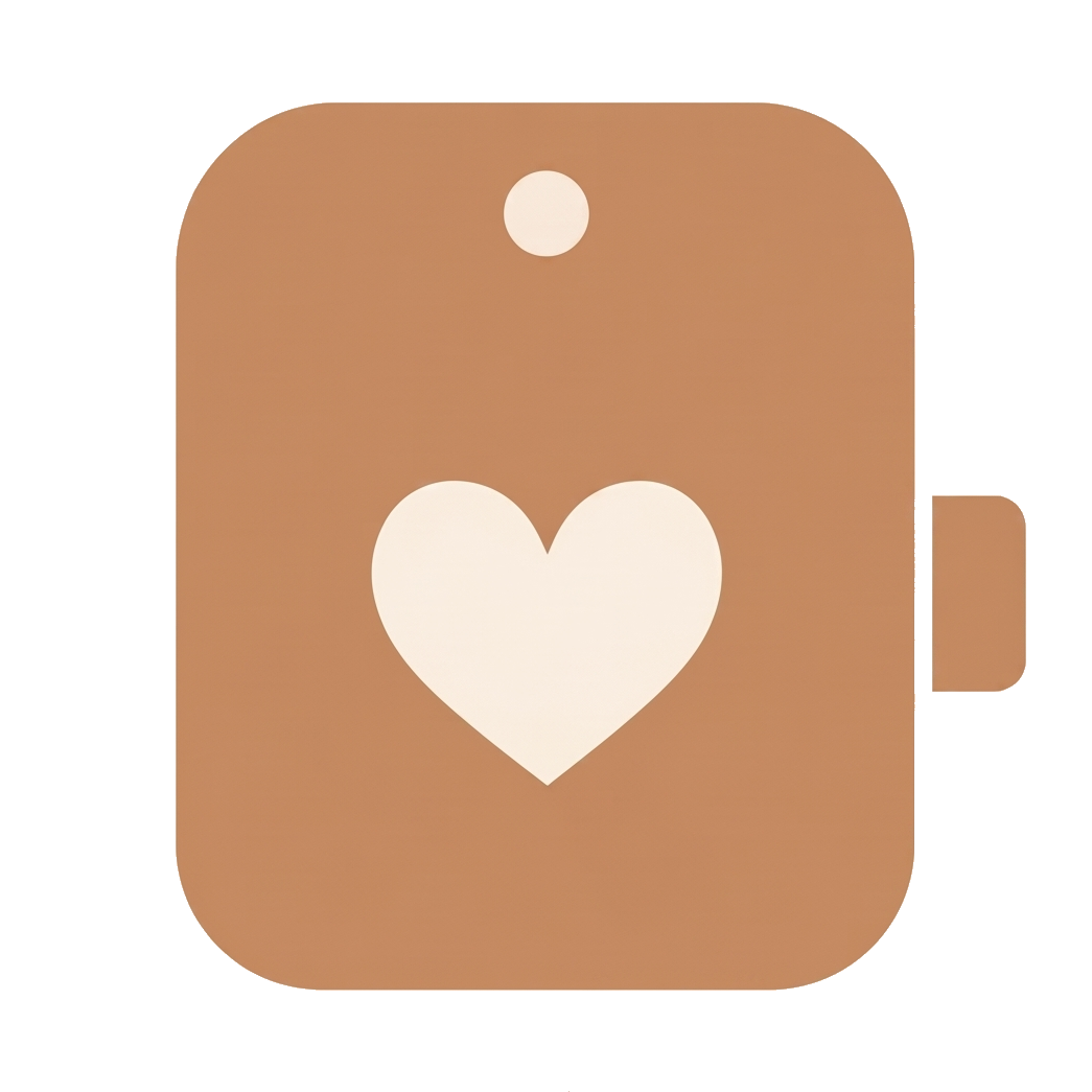 The Loving box: a small caramel device with a soft heart on its screen and a dial on its side